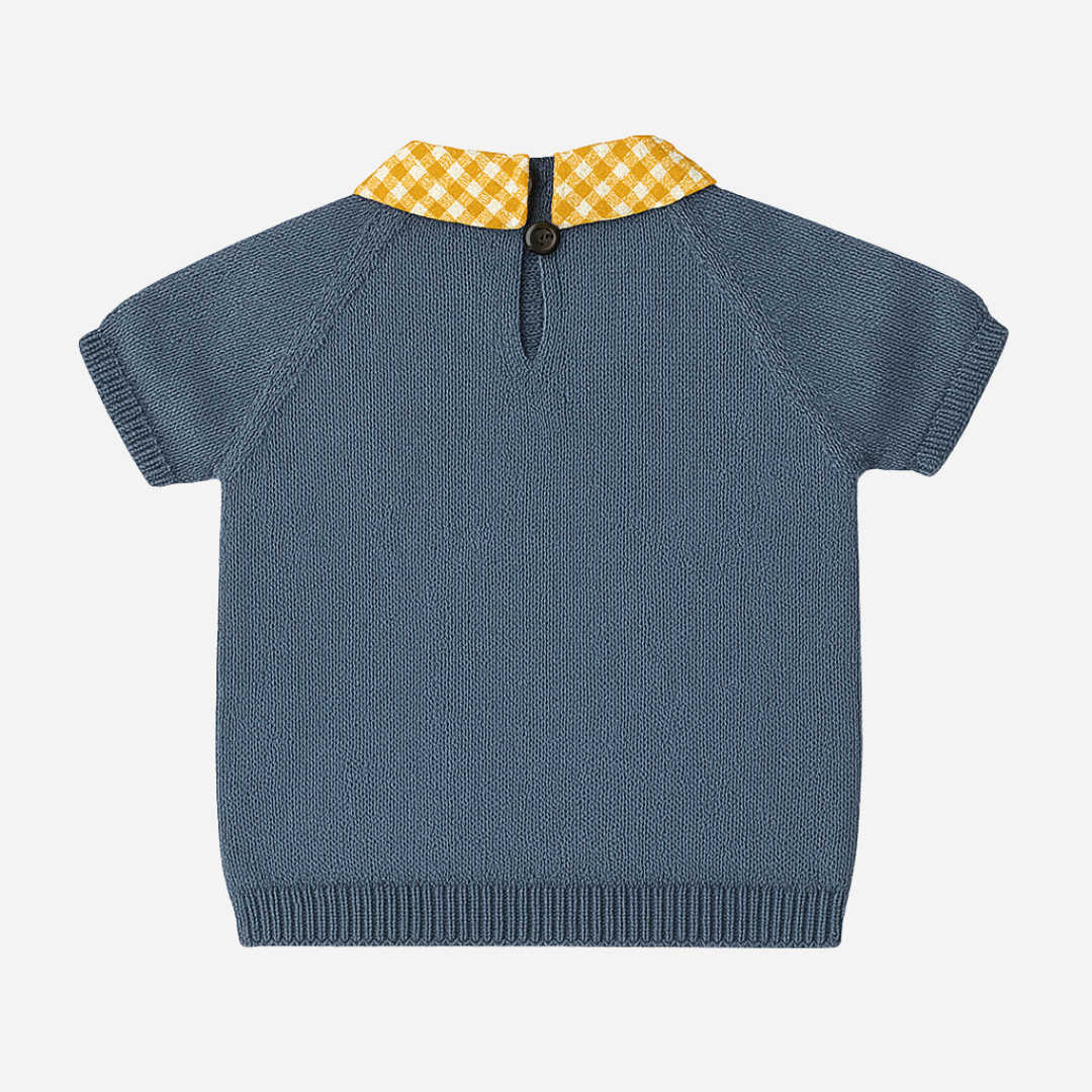 sold at Bombon shop, designed by Paloma de la o brand, this sea horse shirt look for baby boys and toddlers are perfect for spring and summer. back view