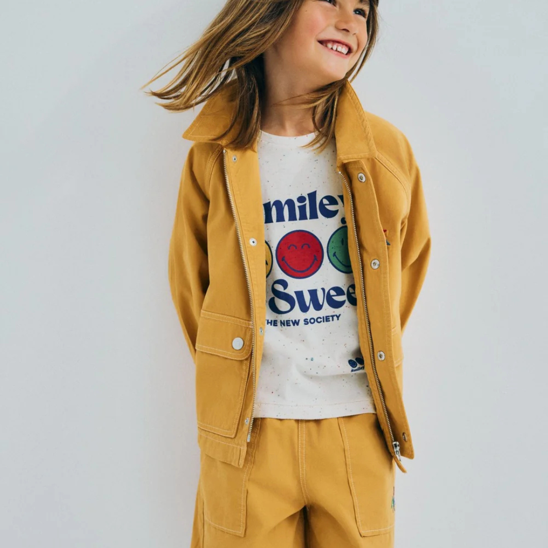 sold at Bombon, designed by The New Society kids t-shirt with multicolor smiley graphic in soft cotton blend relaxed fit casual style