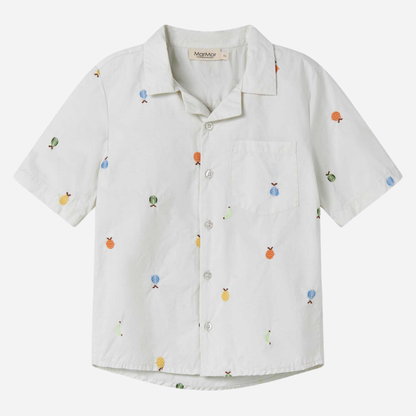 Sold at Bombon shop, designed by Mar Mar Copenhagen, Tage children’s shirt in Fruit Embroidery