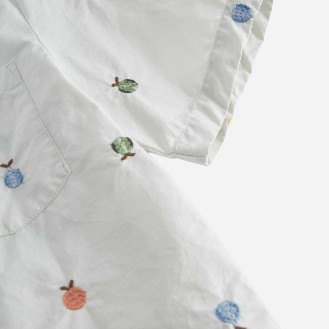 Sold at Bombon shop, designed by Mar Mar Copenhagen, Tage children’s shirt in Fruit Embroidery