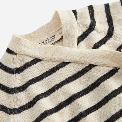 Sold at Bombon shop, designed by Mar Mar Copenhagen, Tanea baby wrap top in Off White Stripe linen and cotton knit