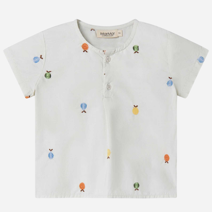 Sold at Bombon shop, designed by Mar Mar Copenhagen, Tero baby shirt in Fruit Embroidery