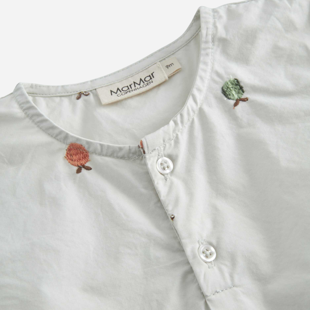 Sold at Bombon shop, designed by Mar Mar Copenhagen, Tero baby shirt in Fruit Embroidery