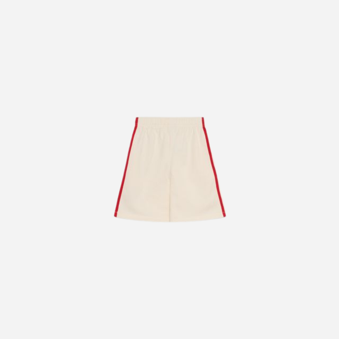 sold at Bombon, designed by The New Society ecru kids bermuda shorts in 100% cotton with elastic waist relaxed fit pairs with tilo sweatshirt