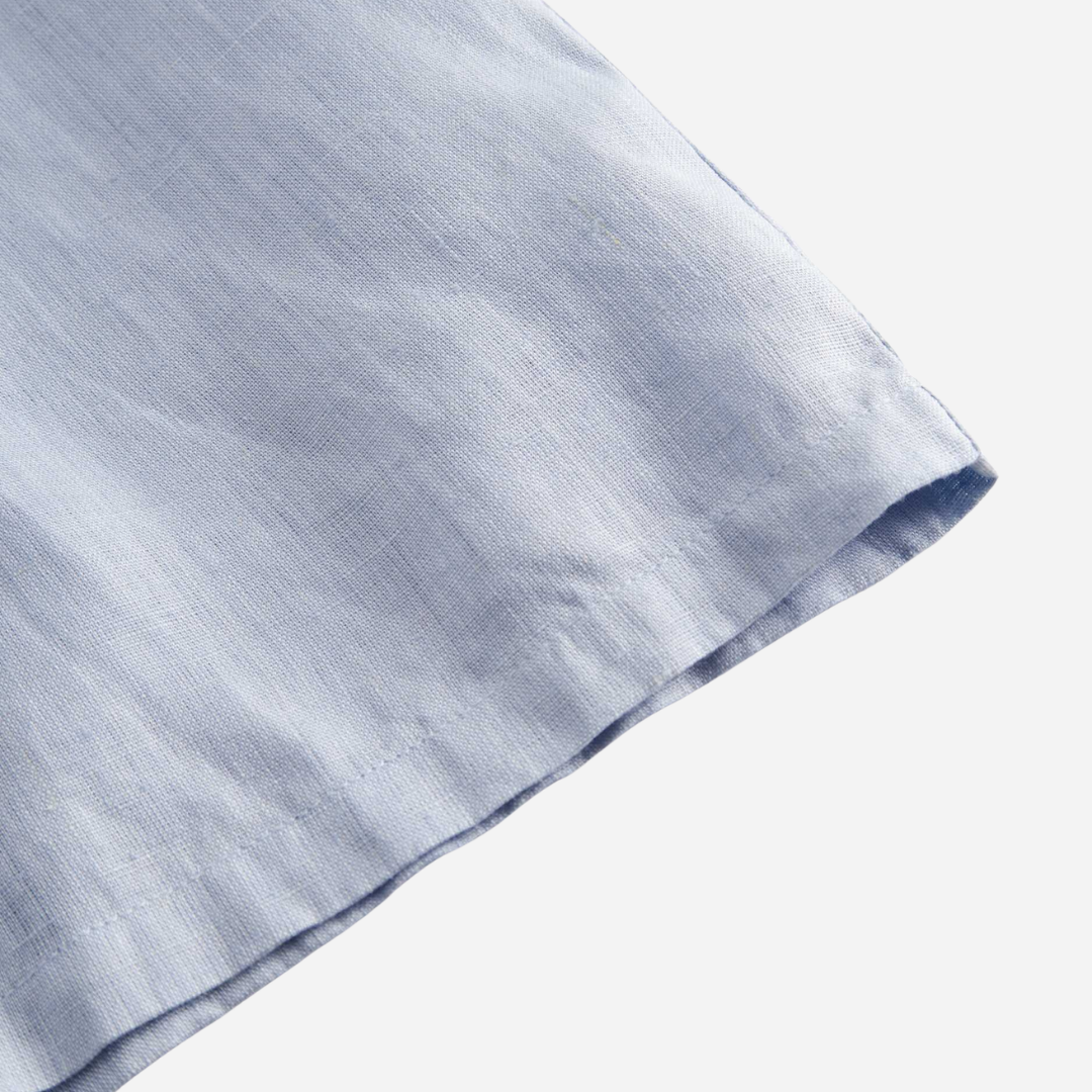 Sold at Bombon shop, designed by Mar Mar Copenhagen, Tosea sailor top in Blue Mist linen with nautical collar