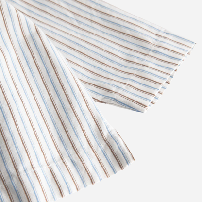 Sold at Bombon shop, designed by Mar Mar Copenhagen, Tovas B baby shirt in Blue Iris Stripe with band collar