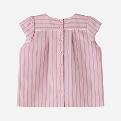 Sold at Bombon shop, designed by Mar Mar Copenhagen, Tuss top and Pusle baby bloomers set in Bonbon Pink Stripes