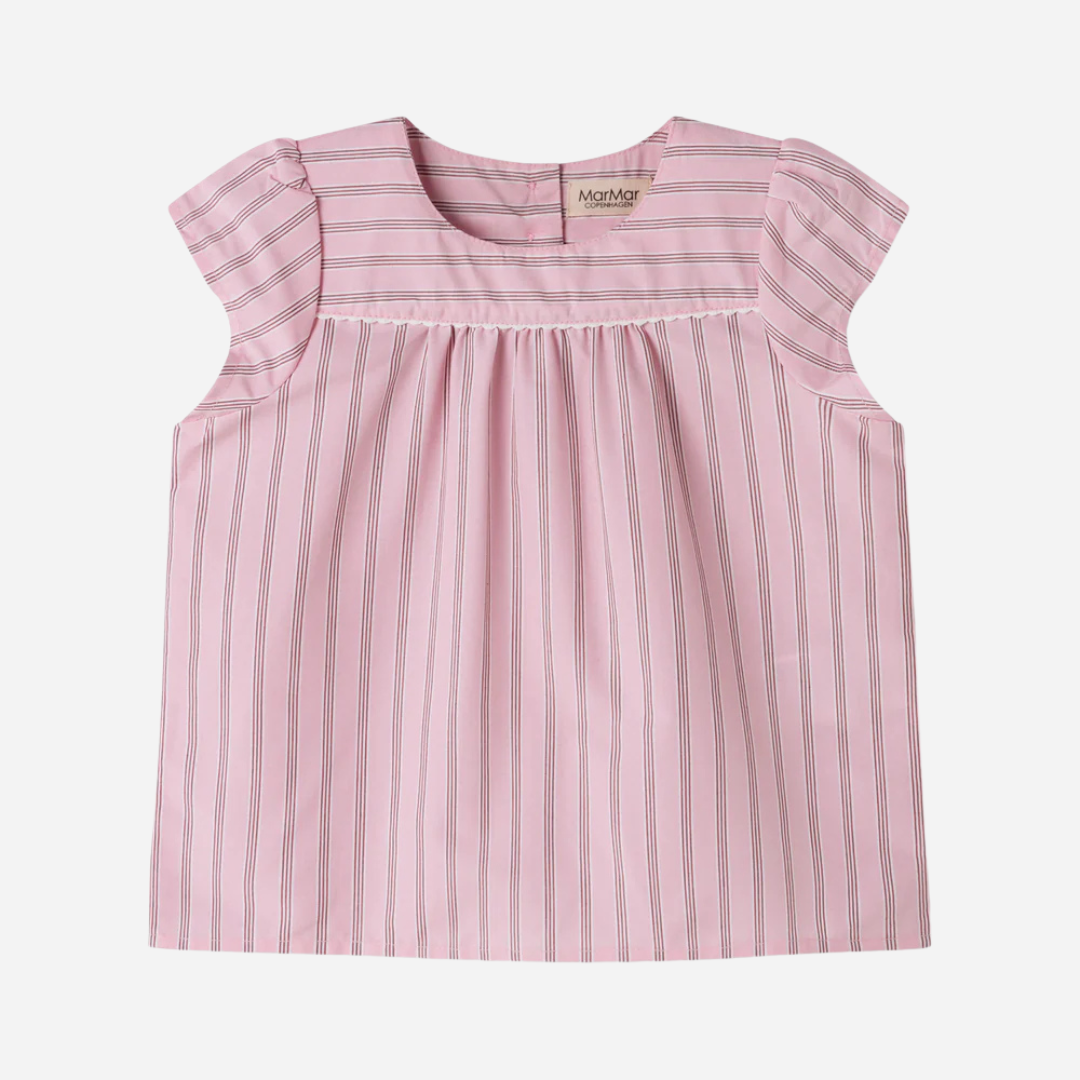 Sold at Bombon shop, designed by Mar Mar Copenhagen, Tuss top and Pusle baby bloomers set in Bonbon Pink Stripes