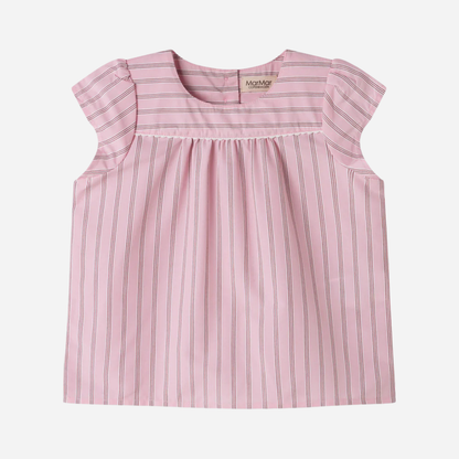 Sold at Bombon shop, designed by Mar Mar Copenhagen, Tuss top and Pusle baby bloomers set in Bonbon Pink Stripes