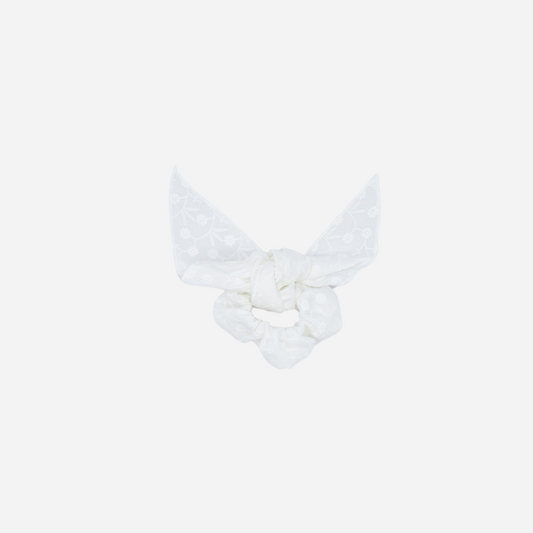 sold at Bombon shop, designed by fina ejerique brand, White Embroidered Hair tie  is perfect for spring and summer. 
