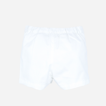 sold at Bombon shop, designed by fina ejerique brand, white twill bermuda shorts for toddlers are perfect for spring and summer. back view